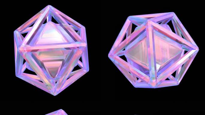 4K赛博朋克宝石 钻石多面体装饰元素奢华