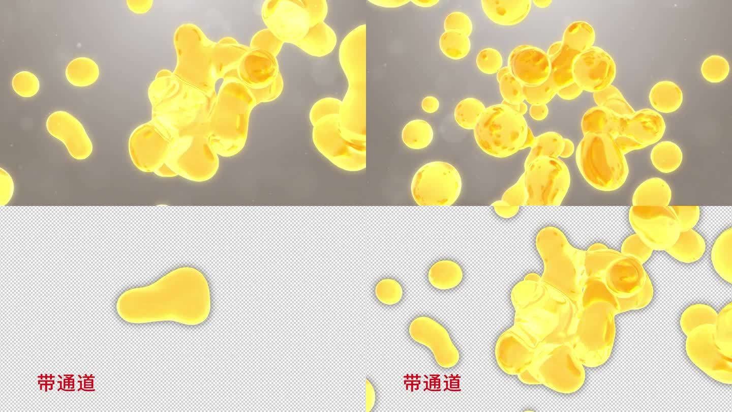 金色油类液体分子 精油分解