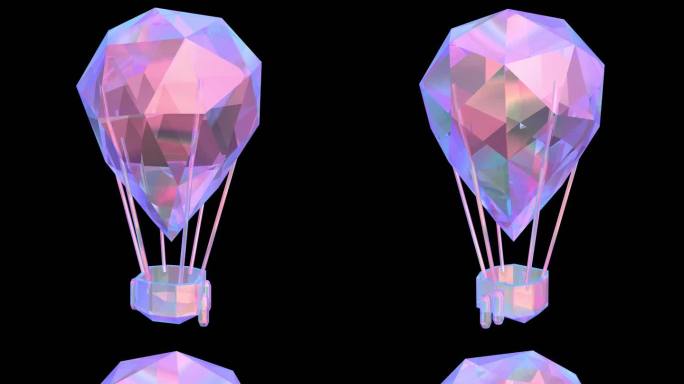 4K赛博朋克热气球 综艺可爱漂浮飞行器