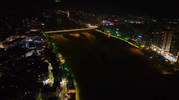 四川雅安城市夜景航拍4K