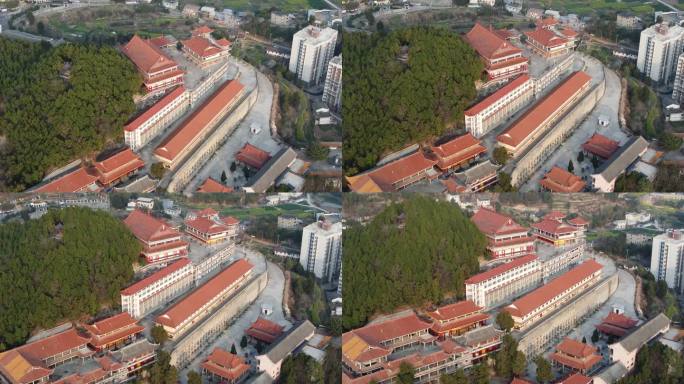 四川省绵阳市盐亭县风景航拍-凤灵寺