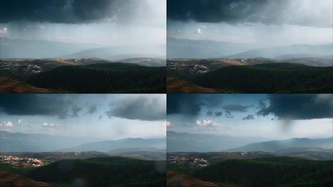 云南旅游延时风光东川红土地雨云下雨