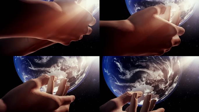 双手托起手捧地球保护人类生存家园动画素材