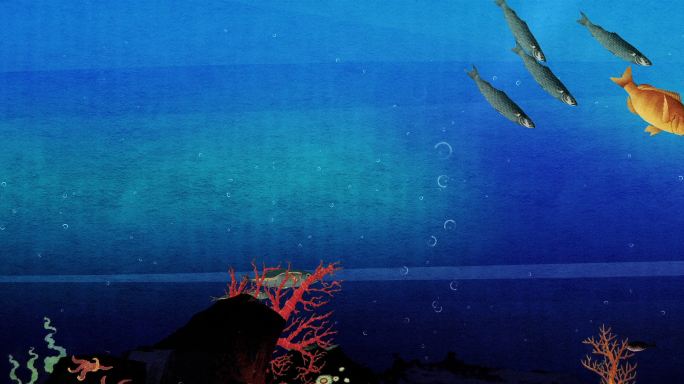 浮世绘风格海底世界动画6K