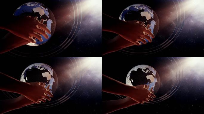 手捧地球虚拟科技科幻星球背景动画视频素材