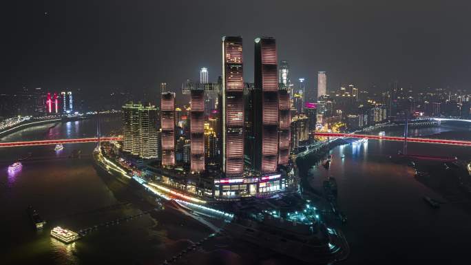 4K重庆来福士夜景航拍延时8