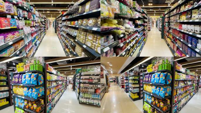 超市货架 超市商品 物质丰富