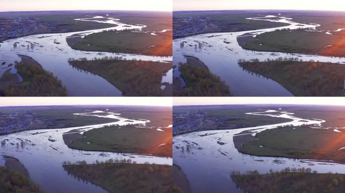 呼伦贝尔草原航拍景色