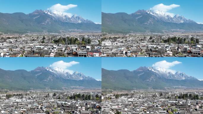 云南丽江白沙古镇航拍