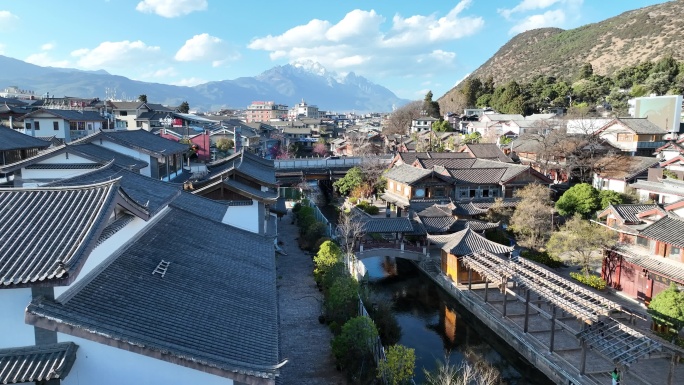 云南丽江古城航拍