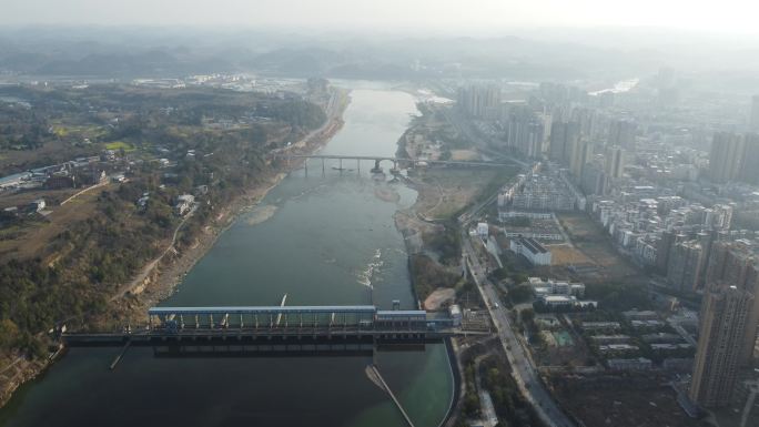 四川绵阳三台城市景观航拍