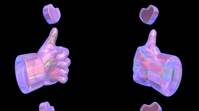 4K赛博朋克点赞 手掌综艺很棒厉害爱心