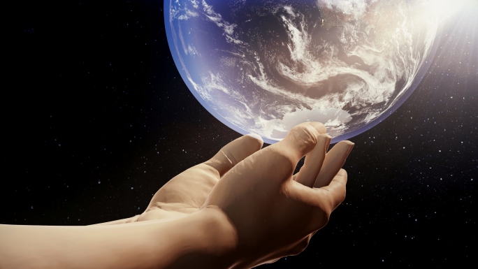 双手托起地球保护地球三维动画视频素材