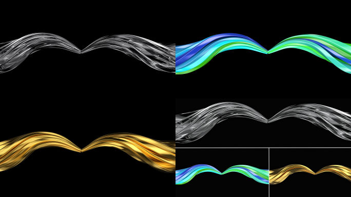 条纹波浪流动抽象玻璃色彩金色素材