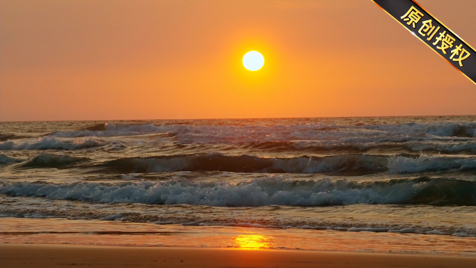 海浪海滩沙滩海边日落