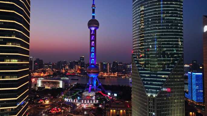 上海外滩东方明珠金融区上海夜景上海航拍
