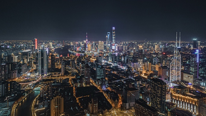 4K航拍上海夜景延时