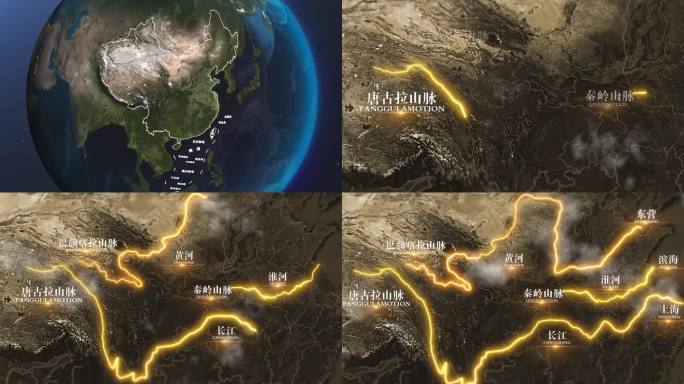 复古历史中国河流地图线路图