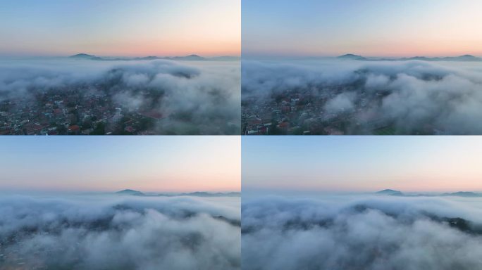 清晨日出迷雾下的厦门鼓浪屿4K航拍-4