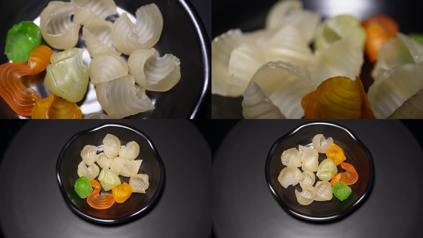 镜头合集膨化食品虾片鱿鱼卷油炸食(1)