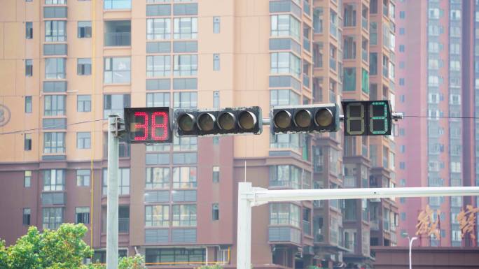 【4k】城市红绿灯倒计时车辆指示器