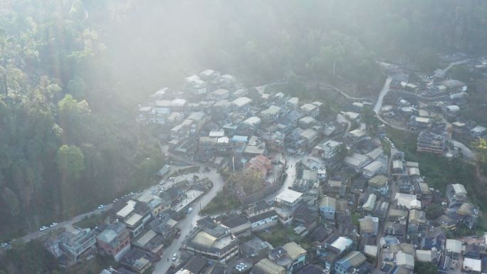 航拍普洱市景迈山景迈大寨