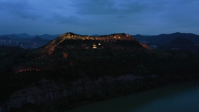 四川南充阆中锦屏山夜景灯光