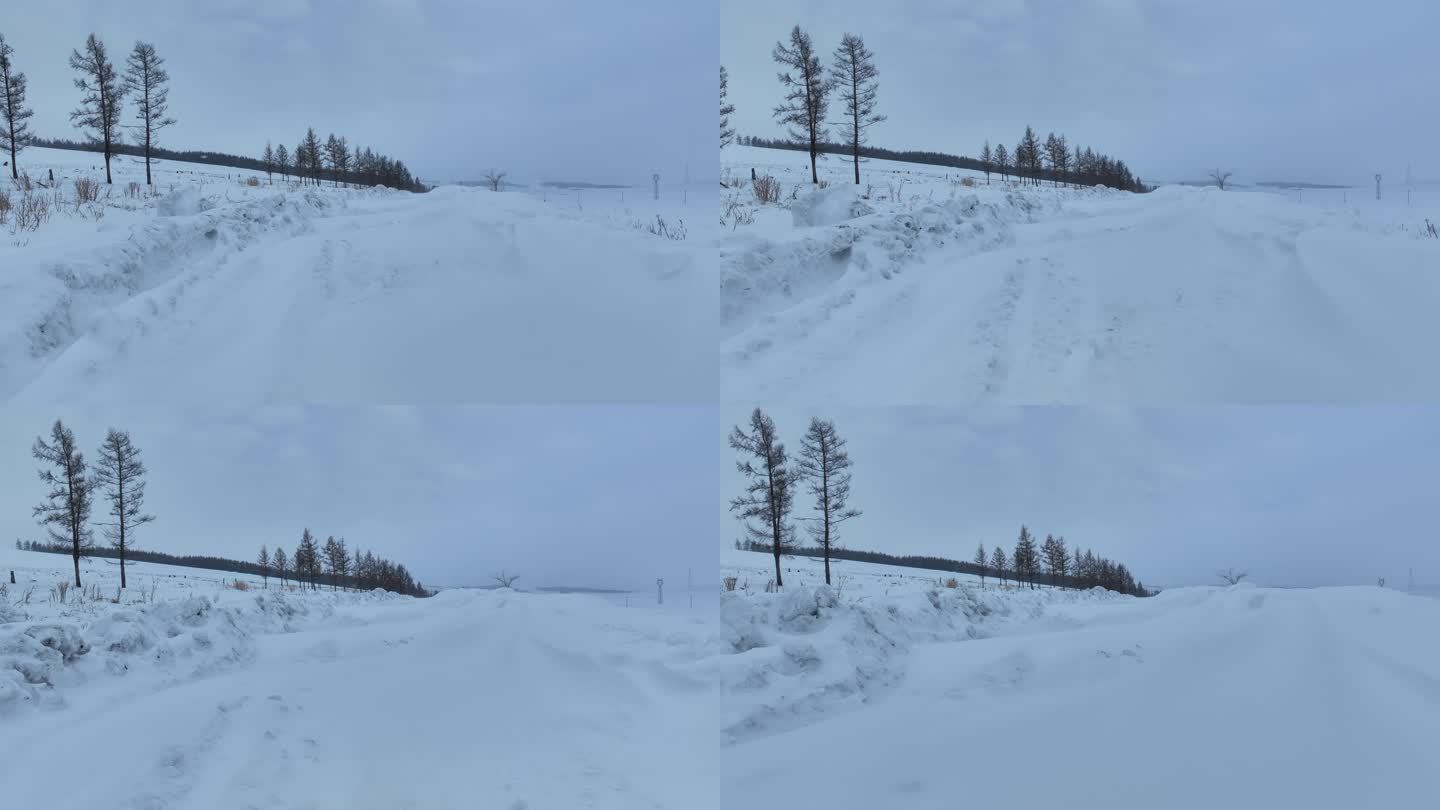 大雪封路山路雪路冰雪道路