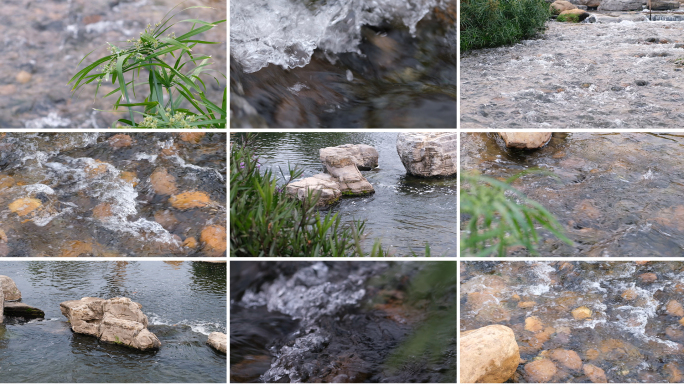公园石头小溪流水