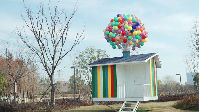 彩虹木屋气球花束童话小屋