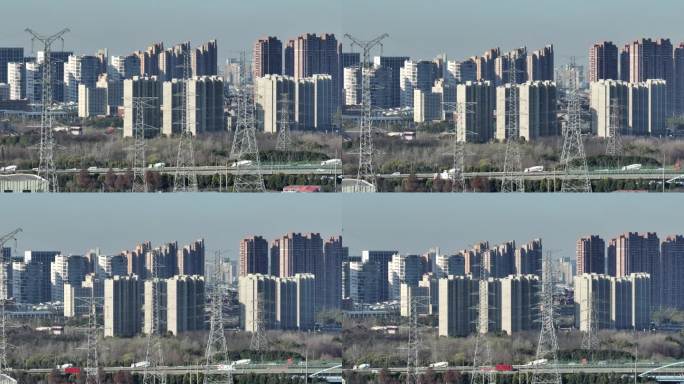 上海宝山城市电力高压线高速公路1
