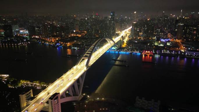 4k原素材-卢浦大桥夜景移动延时