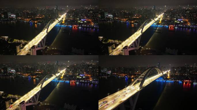 4k原素材-卢浦大桥夜景移动延时