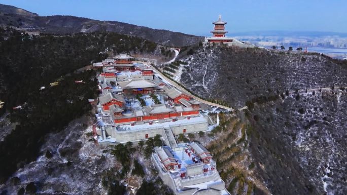 太原太山龙泉寺雪景航拍