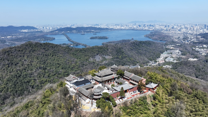 西湖春景航拍素材