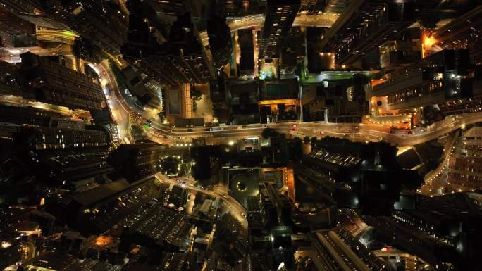 航拍香港维多利亚港夜景