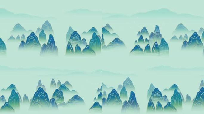 8k高清原创中国风水墨横向背景千里江山图