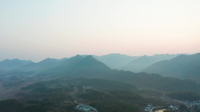 安徽宣城市桃花潭景区晨曦航拍