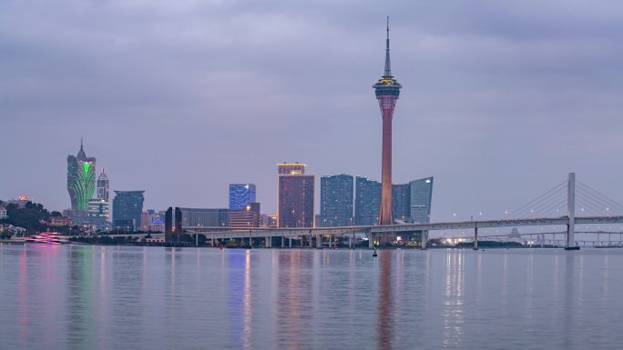 珠海澳门夜景延时素材