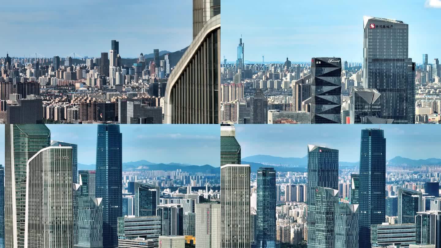 南京河西繁华城市宣传片CBD楼群建筑航拍