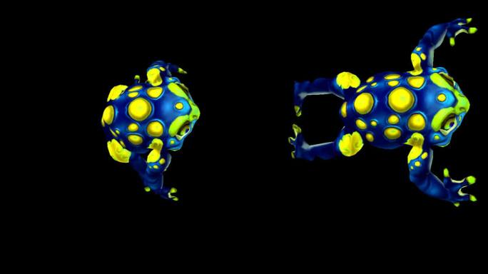 斑点青蛙游戏角色跳动作带通道三维动画卡通