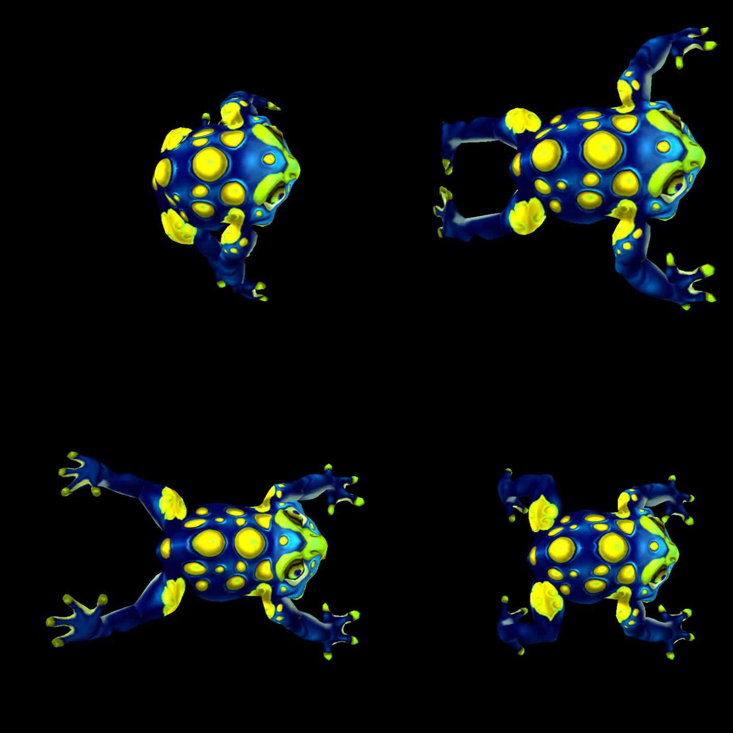 斑点青蛙游戏角色跳动作带通道三维动画卡通