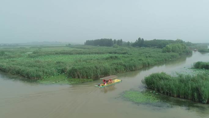 微山岛游船航拍