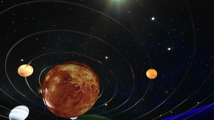 4K太阳系行星运行位置展示模型运动空镜