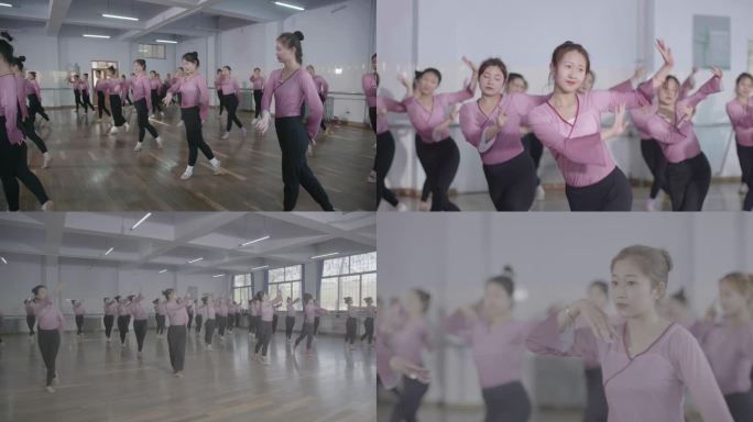 大学生在舞蹈室跳舞训练