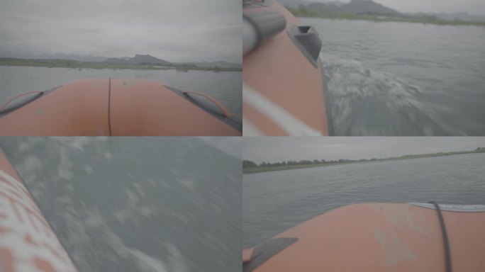 4k w 冲锋艇水上滑行第一视角户外拍摄
