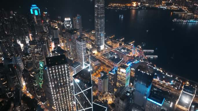 香港太平山夜景航拍视频