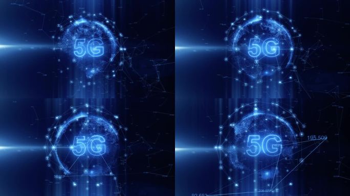 5G 科技点线粒子地球素材