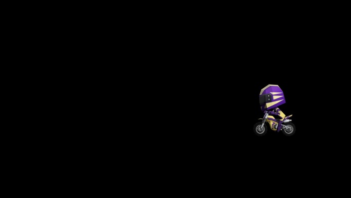 紫色摩托开车车手游戏动作带通道三维卡通