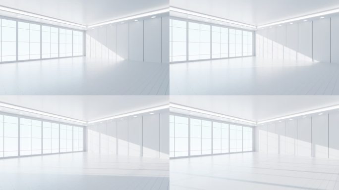 白色室内空房间3D渲染